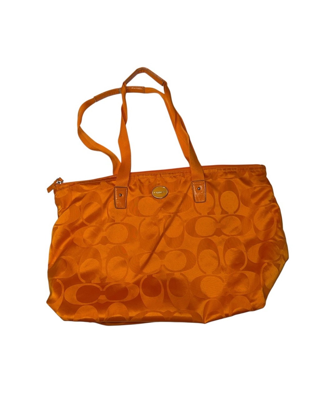 Coach Bright Orange Signature Nylon Tote